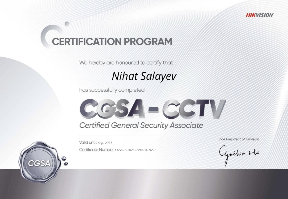 CGSA - CCTV (Certified General Security Associate) — Nihat Salayev