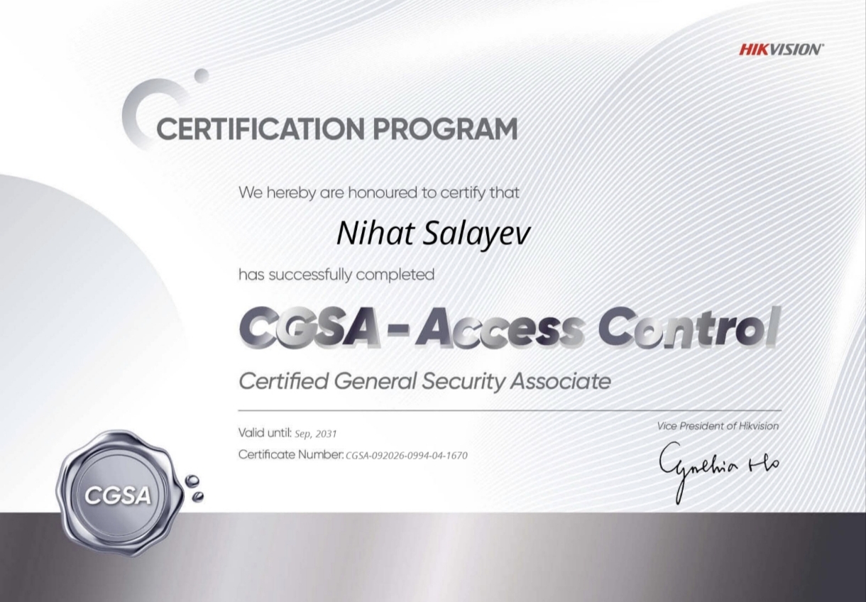 CGSA - Access Control (Giriş-Çıxış Nəzarət Sistemləri) — Nihat Salayev